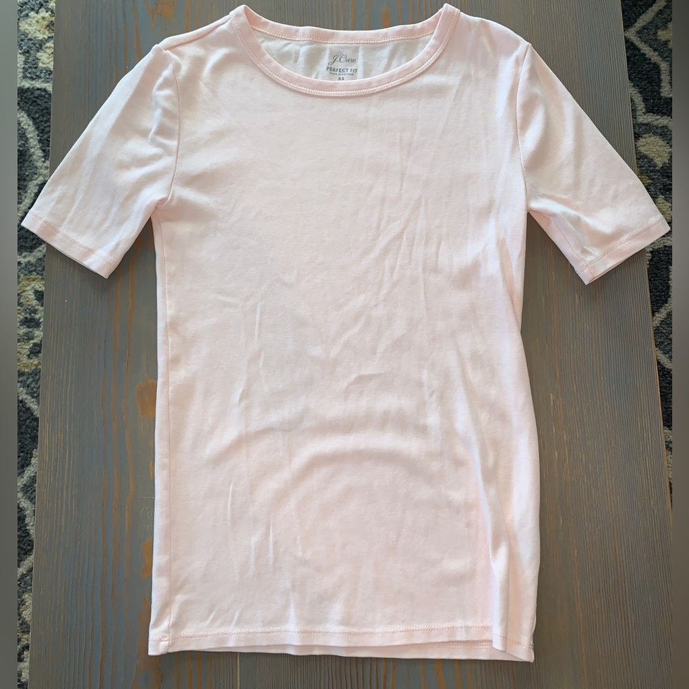 J. Crew Quarter Sleeve Soft Pink Tee